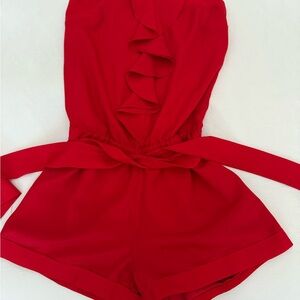 Express Red Ruffle Women Shorts